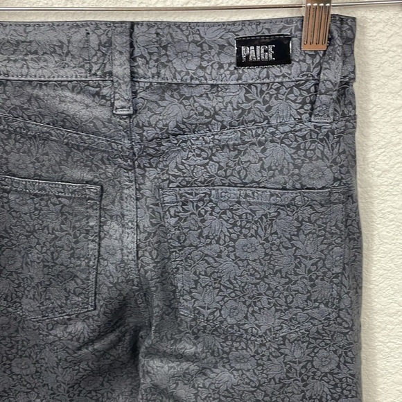 Morris & Co x Paige High Rise Manhattan Boot Cut Jeans Floral Mallow Coated 24 - Picture 7 of 14